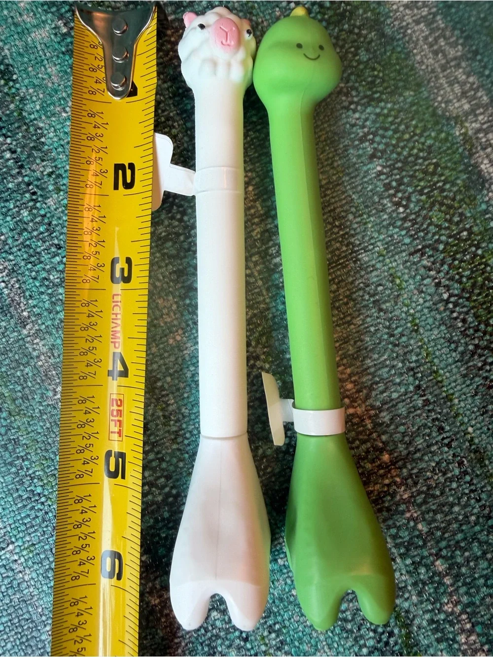 White Llama and Green Dinosaur Pens. They Stand Up. Black Ink. Fun!